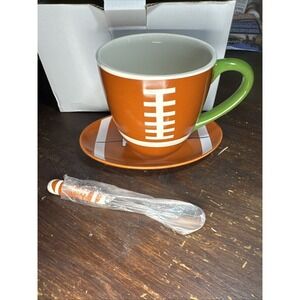 MIDLAND Football Theme Ceramic Coffee Mug Three-Piece Set with Plate and Spoon